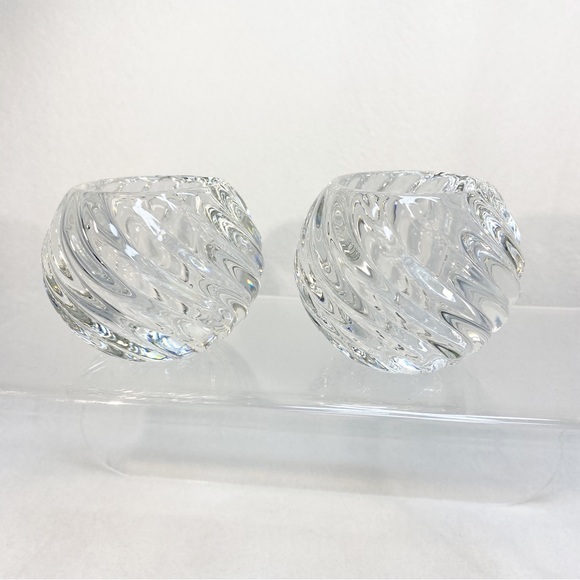 Vintage PartyLite PO463 Illusions Pattern Crystal Votive Holder Swirl Design - Picture 3 of 8